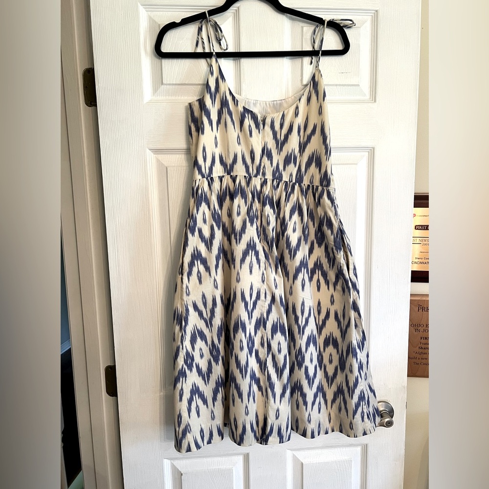 J. Crew Factory Dress Ikat Sundress 4 Tie Shoulders - Picture 3 of 5